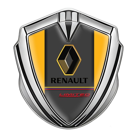 Renault Seitenflugel Emblem Aufkleber Silbertonfarbe Orange hintergrund mit Limited Edition Stil