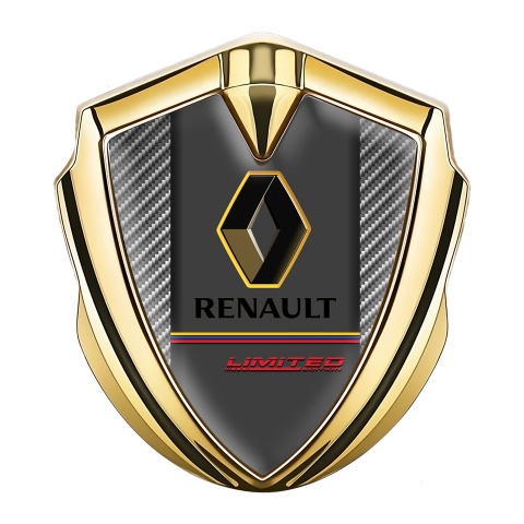 Renault Emblem Abzeichen Goldtonfarbe Grau carbon Limited Edition stil