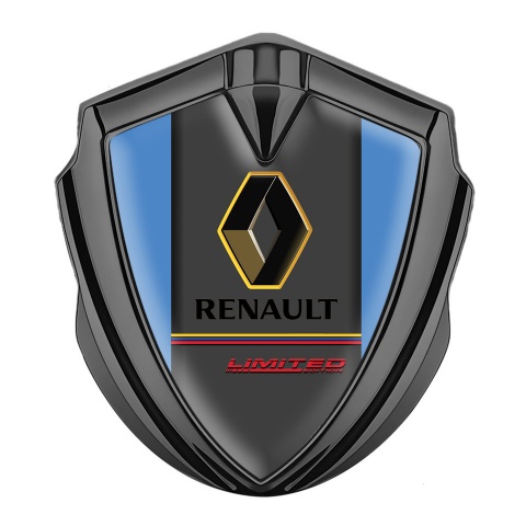 Renault Emblem Abzeichen selbstklebend Graphit Tonfarbe Blau basis mit limited Edition Logo