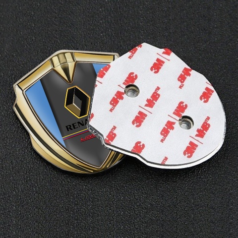 Renault Emblem Abzeichen selbstklebend Goldtonfarbe Blau basis mit limited Edition Logo