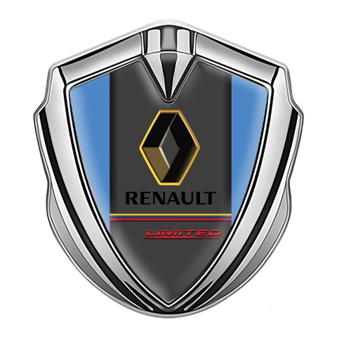 Renault Emblem Abzeichen selbstklebend Silbertonfarbe Blau basis mit limited Edition Logo