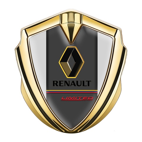 Renault Emblem Auto Zeichen Goldtonfarbe Grau Hintergrund Limited Edition Stil