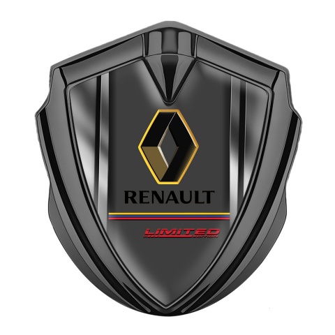 Renault Emblem Logo Schriftzug Aufkleber Graphit Tonfarbe metall Rahmen mit Limited Edition Logo