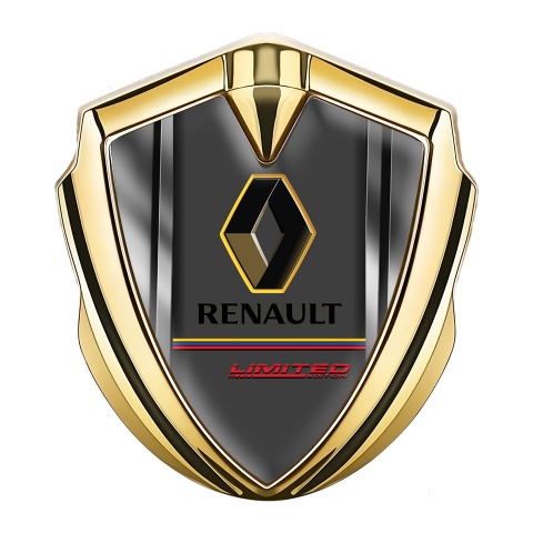 Renault Emblem Logo Schriftzug Aufkleber Goldtonfarbe metall Rahmen mit Limited Edition Logo