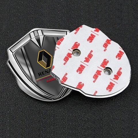 Renault Emblem Logo Schriftzug Aufkleber Silbertonfarbe metall Rahmen mit Limited Edition Logo