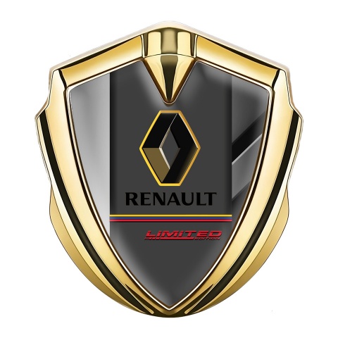 Renault Seitenflugel Emblem Aufkleber Goldtonfarbe Grau Elemente Basis mit Limited Edition logo