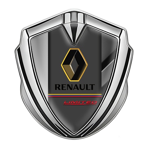 Renault Seitenflugel Emblem Aufkleber Silbertonfarbe Grau Elemente Basis mit Limited Edition logo