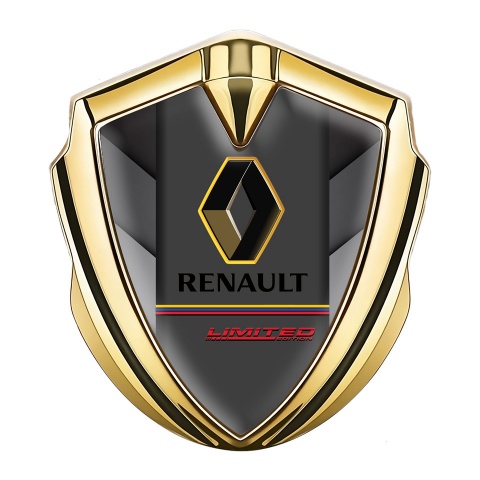 Renault Emblem Abzeichen Goldtonfarbe V Form Elemente mit limited Edition logo