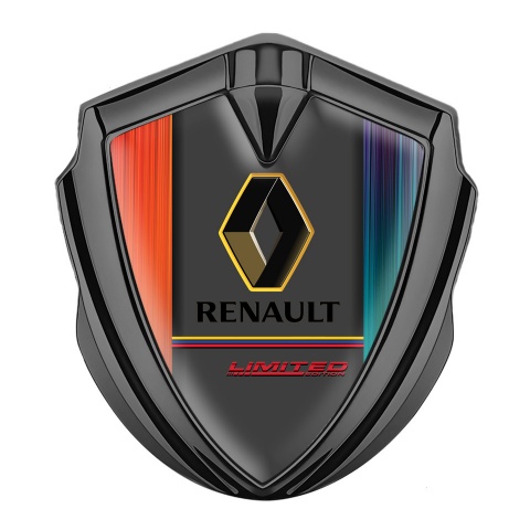 Renault Emblem Abzeichen selbstklebend Graphit Tonfarbe Orange Blau Basis mit Limited Edition Logo