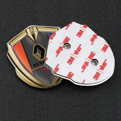 Renault Emblem Abzeichen selbstklebend Goldtonfarbe Orange Blau Basis mit Limited Edition Logo