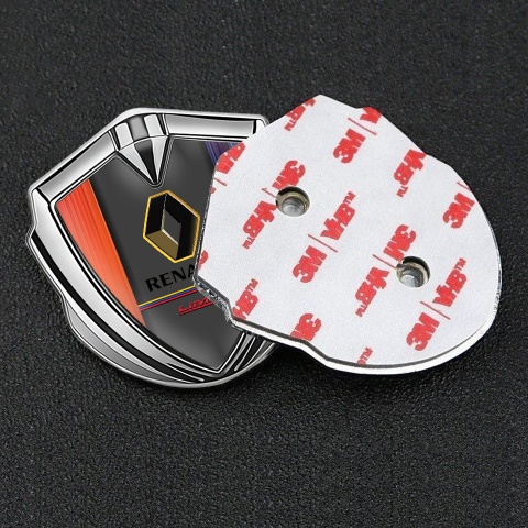 Renault Emblem Abzeichen selbstklebend Silbertonfarbe Orange Blau Basis mit Limited Edition Logo
