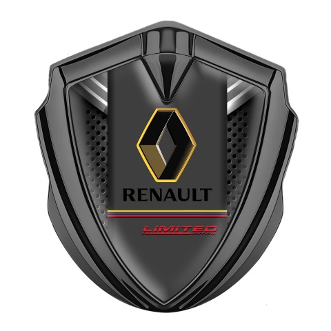 Renault Emblem Auto Zeichen Graphit Tonfarbe Dunkles mesh mit Grau Element Basis