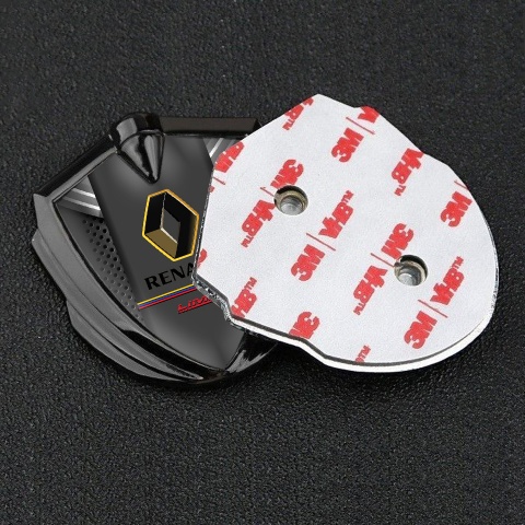 Renault Emblem Auto Zeichen Graphit Tonfarbe Dunkles mesh mit Grau Element Basis