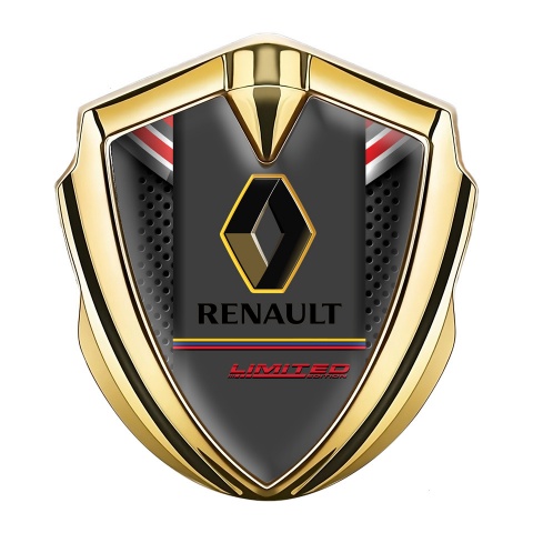Renault Emblem Aufkleber Autozubehor Goldtonfarbe Dunkles gitter mit Rote element design