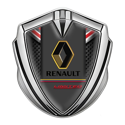 Renault Emblem Aufkleber Autozubehor Silbertonfarbe Dunkles gitter mit Rote element design