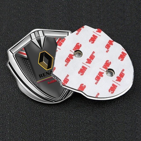 Renault Emblem Aufkleber Autozubehor Silbertonfarbe Dunkles gitter mit Rote element design