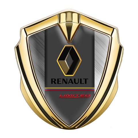 Renault Selbstklebendes Metallaufkleber Emblem Goldtonfarbe Matt Basis mit Limited Edition Logo