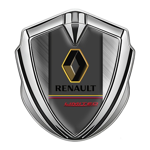 Renault Selbstklebendes Metallaufkleber Emblem Silbertonfarbe Matt Basis mit Limited Edition Logo