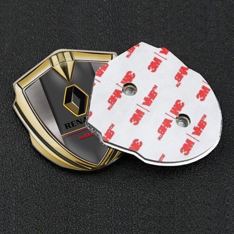 Renault Emblem Logo Schriftzug Aufkleber Goldtonfarbe Poliert Basis Design