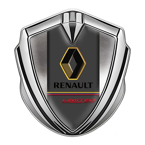 Renault Emblem Logo Schriftzug Aufkleber Silbertonfarbe Poliert Basis Design