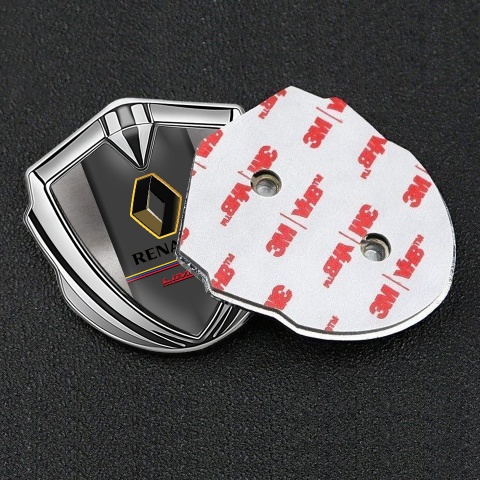 Renault Emblem Logo Schriftzug Aufkleber Silbertonfarbe Poliert Basis Design