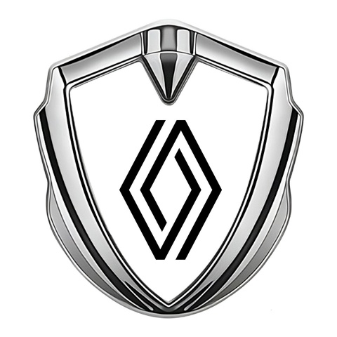 Renault Seitenflugel Emblem Aufkleber Silbertonfarbe Weiss Hintergrund Auflage