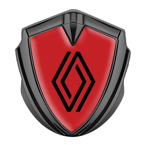 Renault Emblem Abzeichen Graphit Tonfarbe Rote Hintergrund Auflage