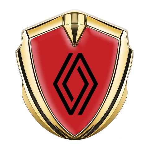 Renault Emblem Abzeichen Goldtonfarbe Rote Hintergrund Auflage