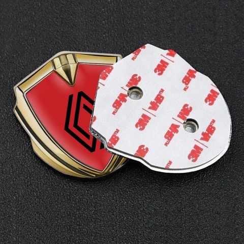 Renault Emblem Abzeichen Goldtonfarbe Rote Hintergrund Auflage