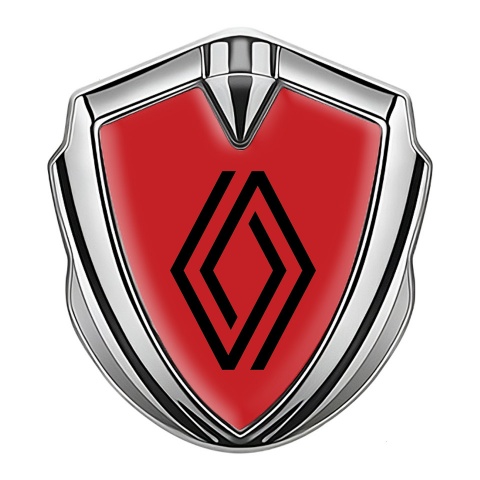Renault Emblem Abzeichen Silbertonfarbe Rote Hintergrund Auflage