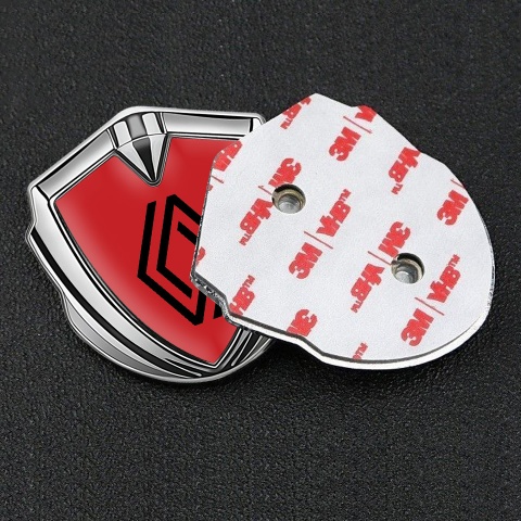 Renault Emblem Abzeichen Silbertonfarbe Rote Hintergrund Auflage