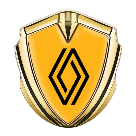 Renault Abzeichen selbstklebend Goldtonfarbe Orange Hintergrund Auflage