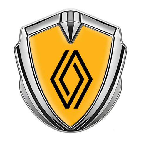 Renault Abzeichen selbstklebend Silbertonfarbe Orange Hintergrund Auflage