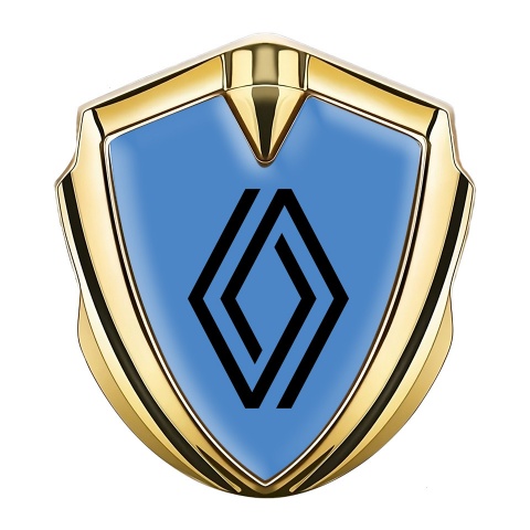 Renault Emblem Auto Zeichen Goldtonfarbe Blau Hintergrund Auflage