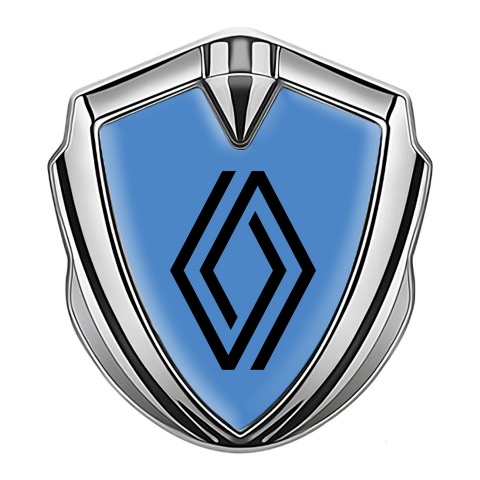 Renault Emblem Auto Zeichen Silbertonfarbe Blau Hintergrund Auflage
