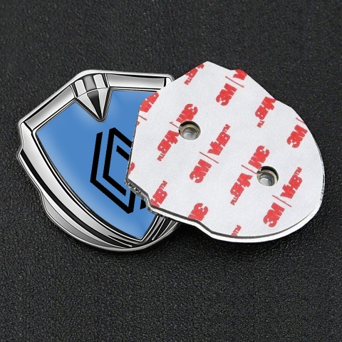 Renault Emblem Auto Zeichen Silbertonfarbe Blau Hintergrund Auflage