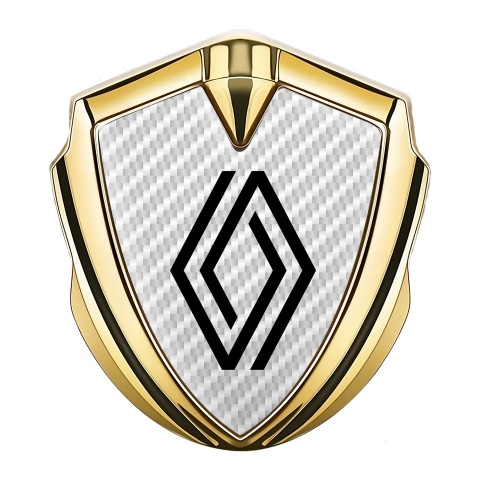 Renault Selbstklebendes Metallaufkleber Emblem Goldtonfarbe Weiss Carbon auflage