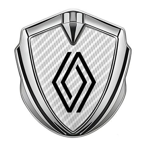 Renault Selbstklebendes Metallaufkleber Emblem Silbertonfarbe Weiss Carbon auflage