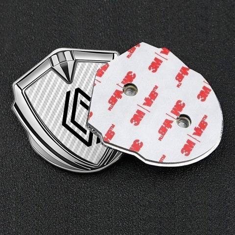 Renault Selbstklebendes Metallaufkleber Emblem Silbertonfarbe Weiss Carbon auflage