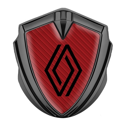 Renault Emblem Logo Schriftzug Aufkleber Graphit Tonfarbe Rote Carbon auflage