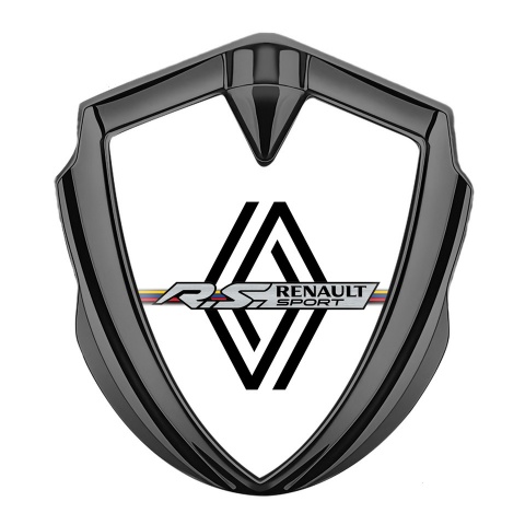 Renault RS Emblem Logo Schriftzug Aufkleber Graphit Tonfarbe Weiss design