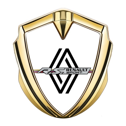 Renault RS Emblem Logo Schriftzug Aufkleber Goldtonfarbe Weiss design