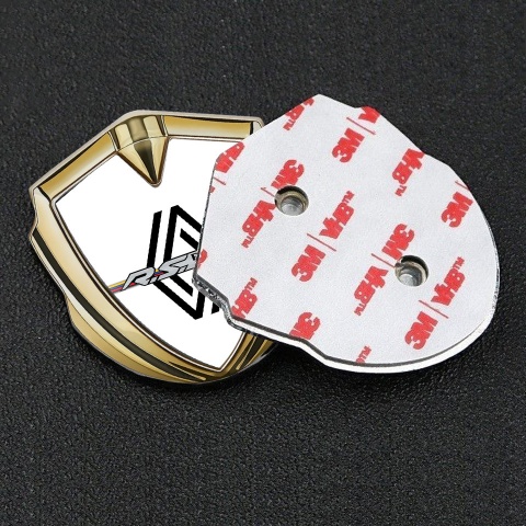 Renault RS Emblem Logo Schriftzug Aufkleber Goldtonfarbe Weiss design