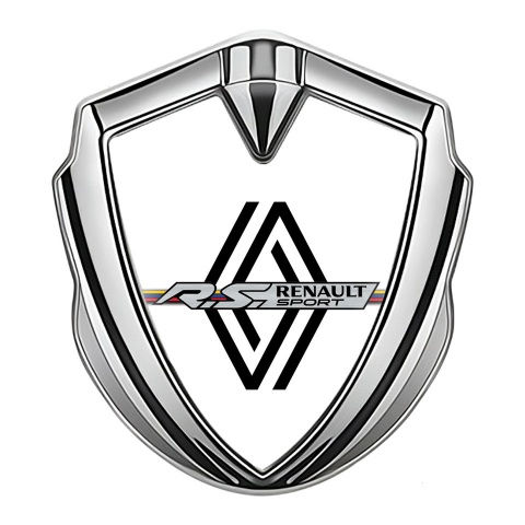 Renault RS Emblem Logo Schriftzug Aufkleber Silbertonfarbe Weiss design