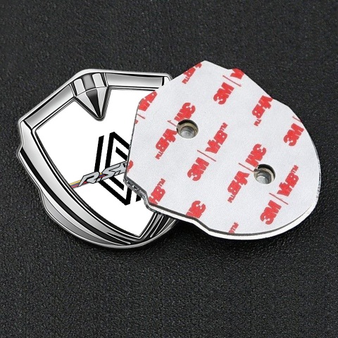 Renault RS Emblem Logo Schriftzug Aufkleber Silbertonfarbe Weiss design