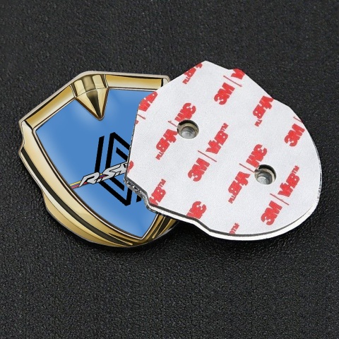 Renault R.S. Emblem Abzeichen selbstklebend Goldtonfarbe Blau design