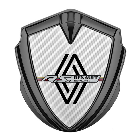 Renault R.S. Selbstklebendes Metallaufkleber Emblem Graphit Tonfarbe Weiss Carbon Design