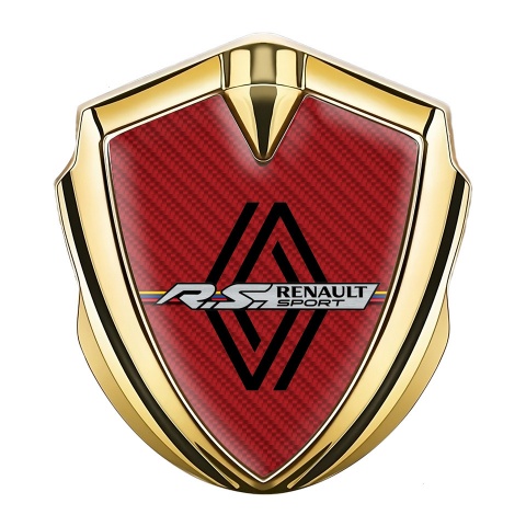Renault RS Emblem Logo Schriftzug Aufkleber Goldtonfarbe Rote Kohlenstoff Design