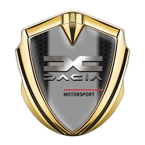 Dacia Emblem Aufkleber Autozubehor Goldtonfarbe Dunkles Gitter mit Motorsport Logo Motiv