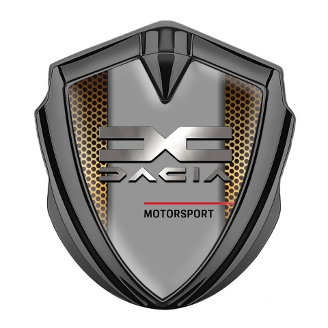 Dacia Emblem Logo Schriftzug Aufkleber Graphit Tonfarbe Orange Gitter mit Grau Logo Panel